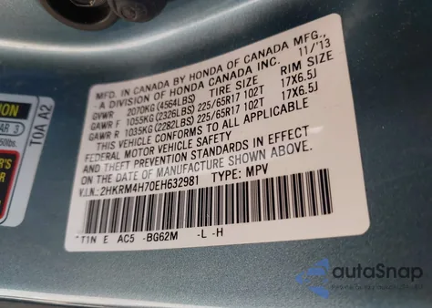 2014 Honda Cr-V Ex-L from USA, damaged, VIN 2HKRM4H70EH632981